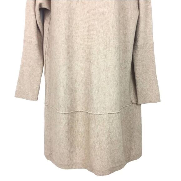 New Mud Pie Tan Sweater Dress Pullover Tunic Oversized Ribbed Turtle Neck Size L - Picture 3 of 8